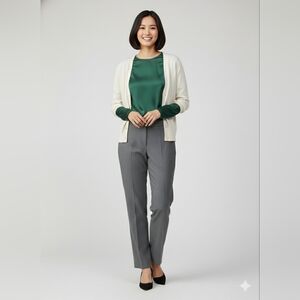 LAFAYETTE 148‎ Womens Solid Gray Virgin Wool Straight Pants Formal Office Sz 14